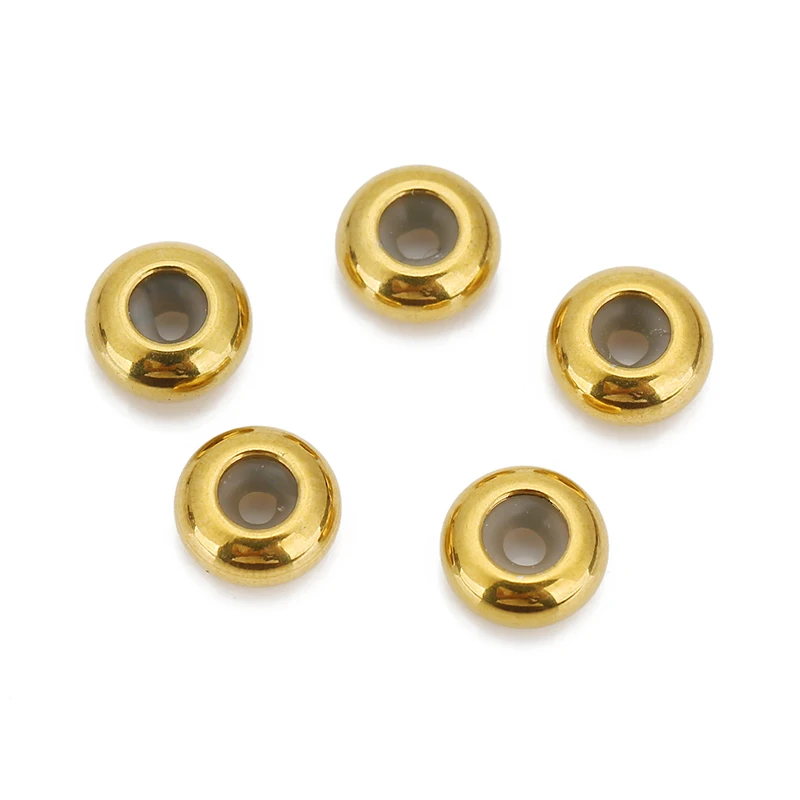 20pcs 8mm 10mm Stainless Steel Stopper Beads With Silicon Loose Rondelle Spacer Beads for Diy Necklace Bracelet Jewelry Making