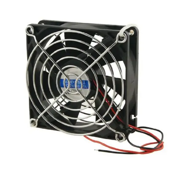 AA80 Black Plastic Housing DC 24V CPU Cooling Fan w Metal Finger Guards