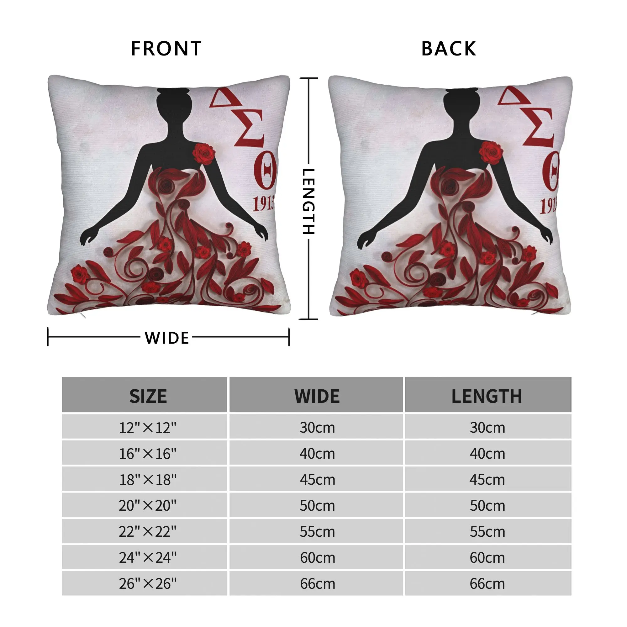 D-Delta Sigma Theta Pillow Cover  Kawaii Pillow Case For Couch Sofa Bedroom Graphic Pillowcases Gift