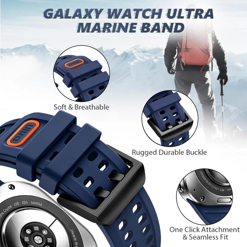 Armband für Samsung Galaxy Watch Ultra 2, 47mm Sport-Silikon-Ersatzarmband, atmungsaktives Armband, Galaxy Watch 2026 Ultra Zubehör – Detail 8