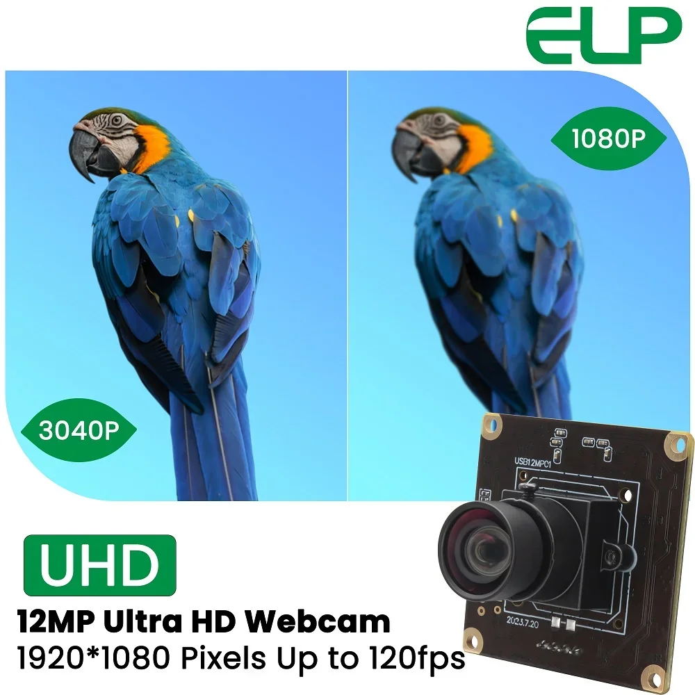

ELP 12MP USB-модуль камеры 4K 30FPS 1080P 120FPS Высокоскоростная Wabcam Широкоугольная веб-камера с низким освещением для промышленных машин