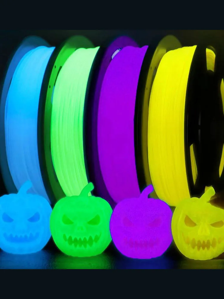 Glow in The Dark TPU 3D Printer Filament Bundle, 1.75mm 95A TPU, Blue,Green,Yellow,Purple 250g*4 Pack.