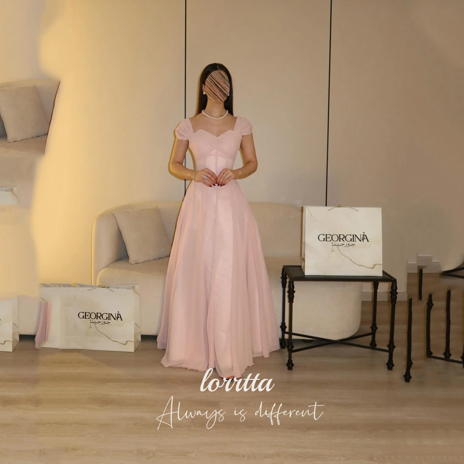 

Lorrtta Pink Evening Dresses for Special Occasions Chiffon Prom Dress A-line Customized Elegant Party Luxurious Women's Brands