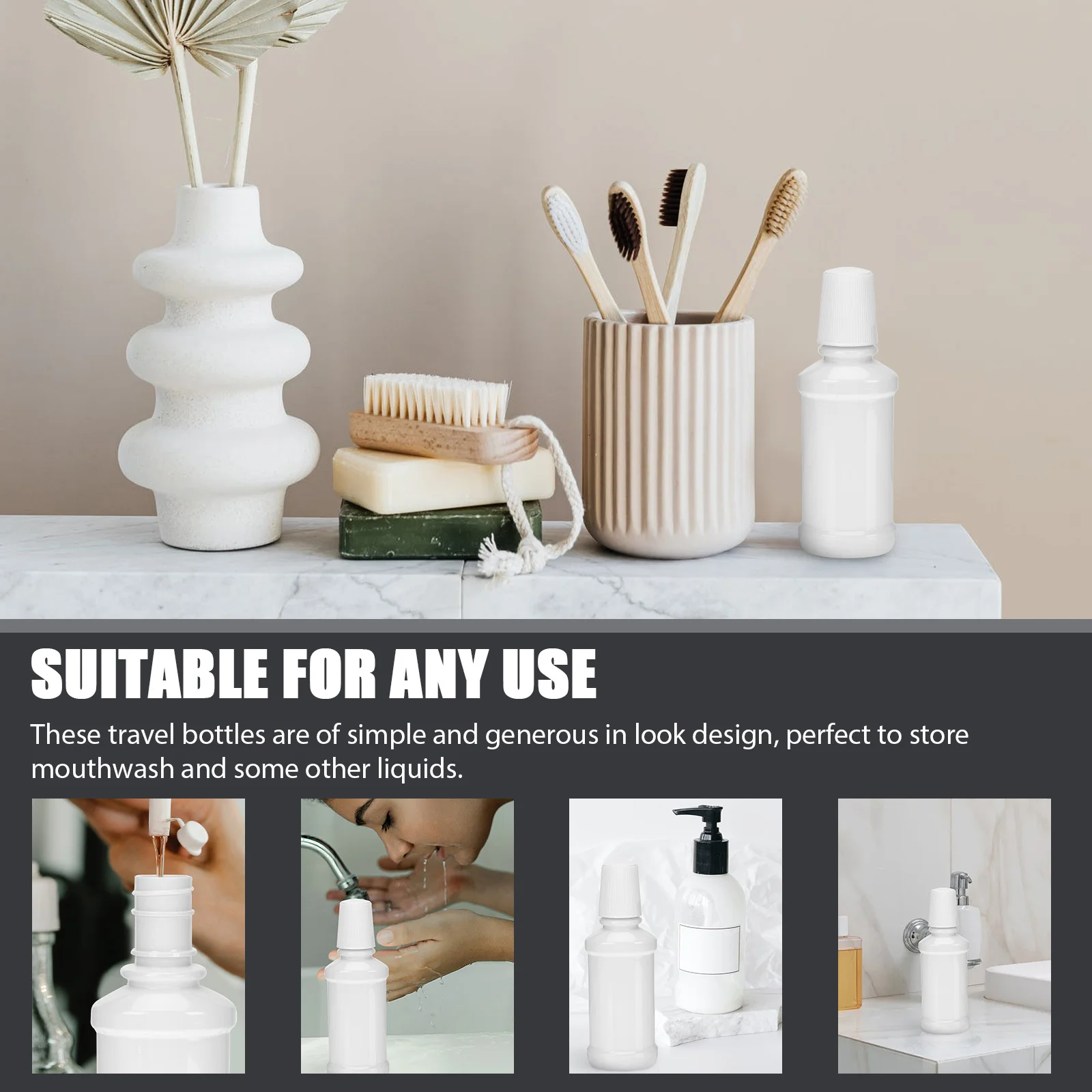 

6pcs Portable Mouthwash Bottle Leakproof Travel Sub Bottle Empty Mouthwash Container For Business Trip Compact Sub Packaging