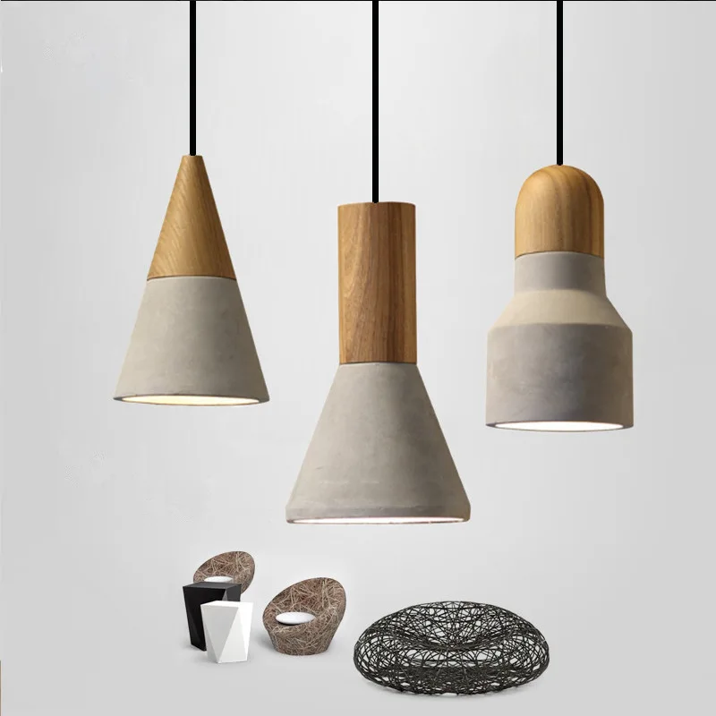 

Retro Cement Lamp Grey Nordic Cement LED Pendant Lights Loft Industrial Droplight Design Creative Vintage Lamps for Dinning Room