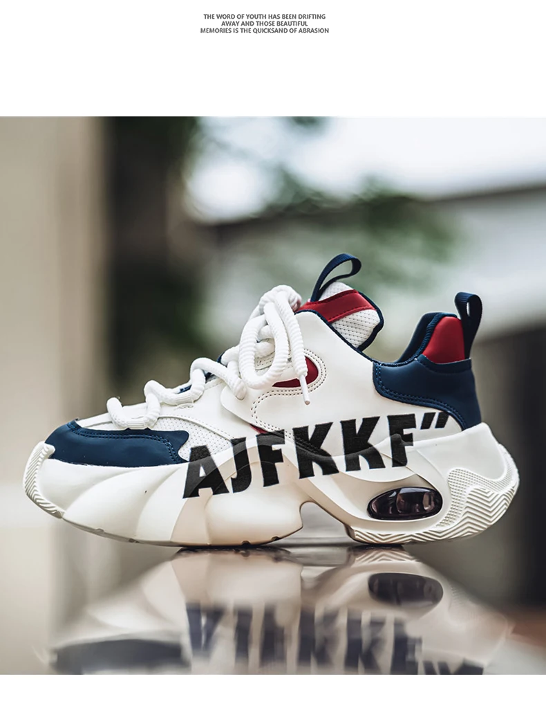 Herren-Sneaker mit dicker Sohle, trendigem Buchstabendruck, Farbblock-Design, Luftpolsterung, atmungsaktivem Mesh, höhenverstärkend, vielseitige Freizeitschuhe im Street-Style. – Detail 11
