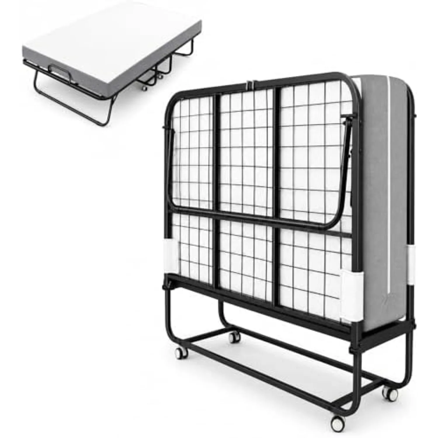 Folding Bed with Mattress, 75"x 38" Fold Up Rollaway Bed for Guest,Portable Foldable Bed for Adults with 5" Memory Foam
