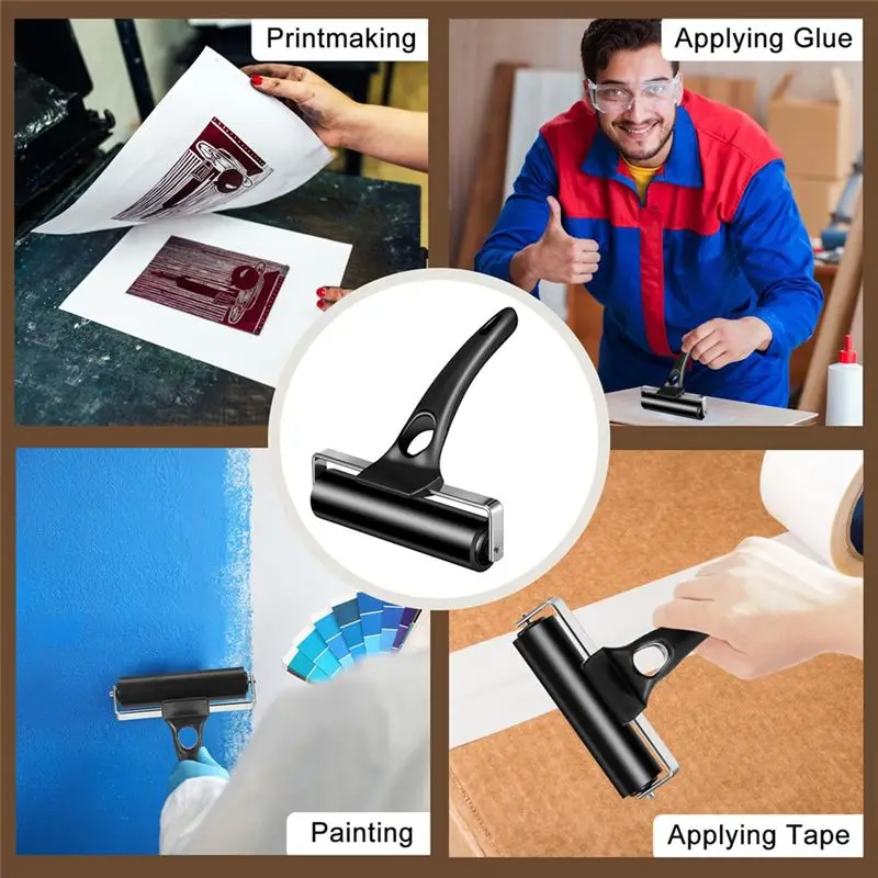 A68P-8Pcs Rubber Roller Perfect For Gluing Printing Inking Crafting Press Printmaking Wallpaper Stamping Scrapbooks,4.7Inches