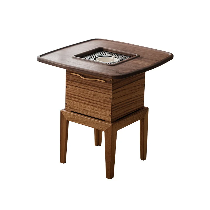 

Walnut fireplace tea table charcoal iron basin tea table space winter oven tray integrated brewing stove rack