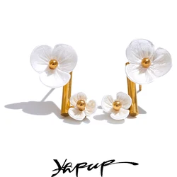 Yhpup Waterproof Fairy Flower Rotating Romantic Stud Earrings Exclusive Stainless Steel Sweet Match with Dress Chic Jewelry