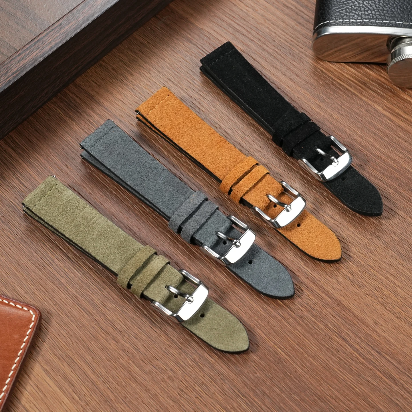 카시오 작은 사각형 A168W A159 A158 AE-1200/1300/1500 용 18mm 새 스웨이드 시계 밴드 퀵 릴리스 스트랩 소프트 스포츠 남성용 팔찌