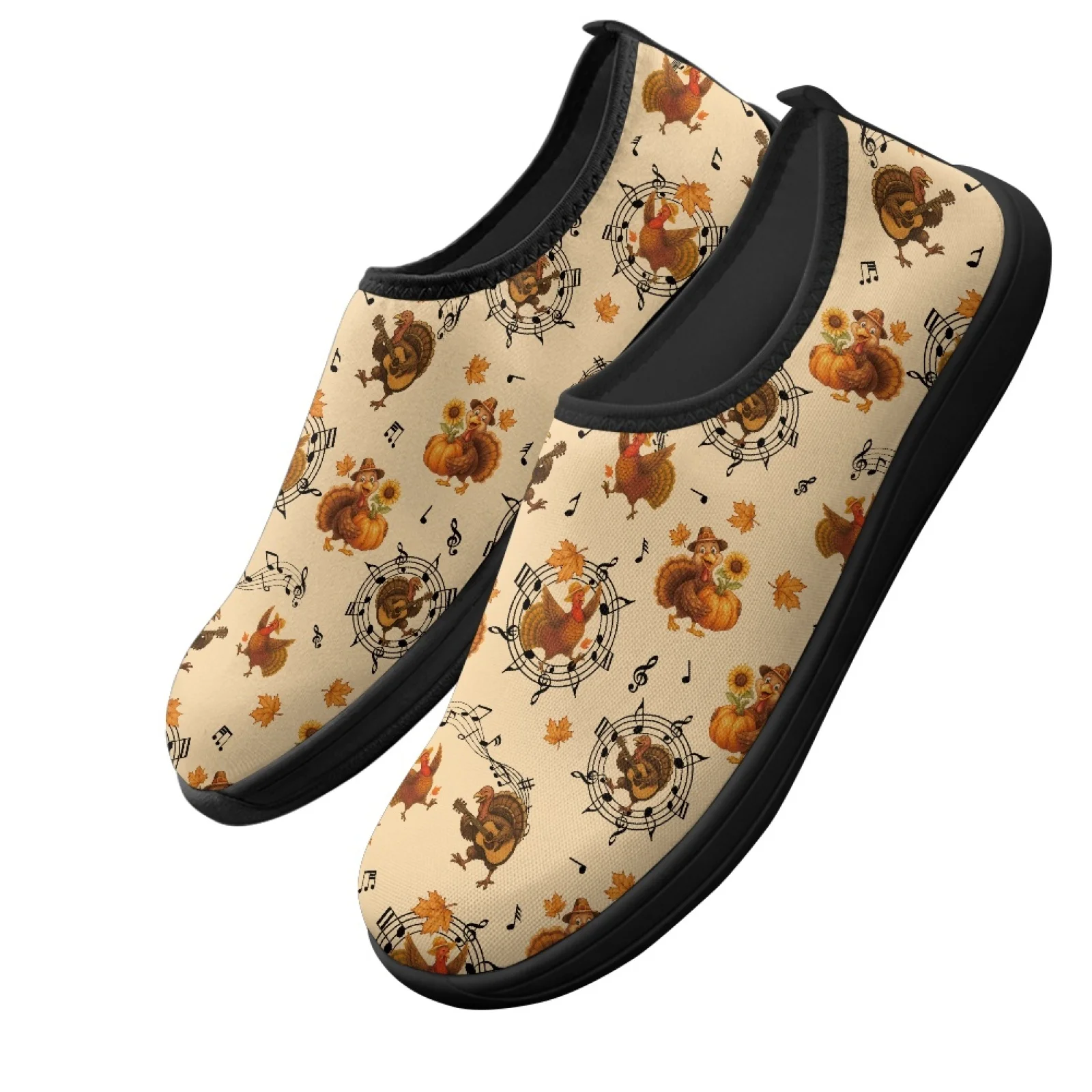 PENSTROLL Maple Leaf Music Pattern Non Slip Athletic Running Shoes Workout Gym Shoes for Men Slip On Walking Flats