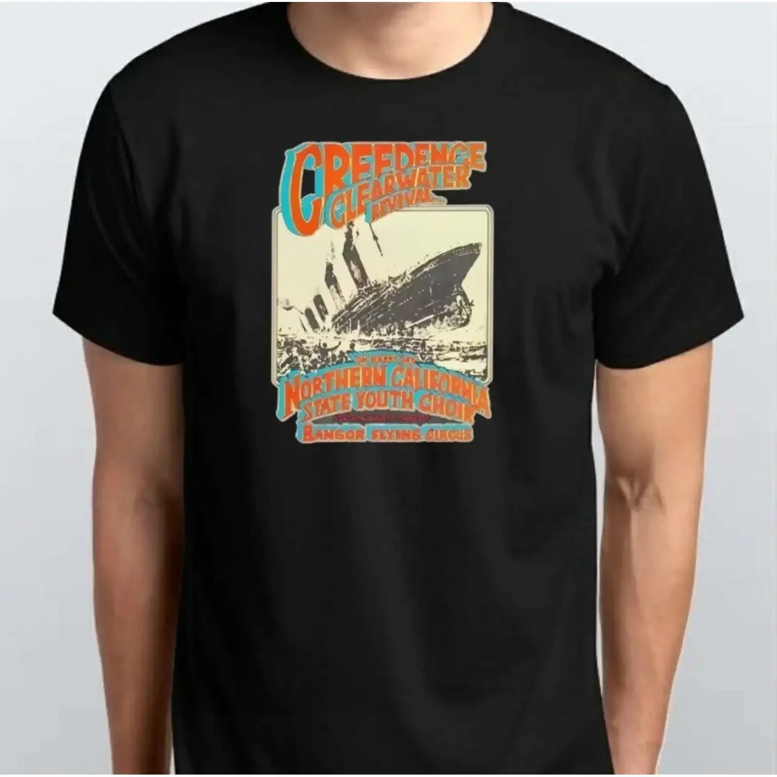 Creedence Clearwater Revival Konzert Poster 90 T SHIRT S M L XL XXL 3 4 schwarz vintage Washed Stretched graphic streetwear