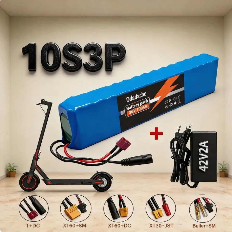 Luftfracht-Lieferung 36V 100Ah 18650 Lithium-Batterie 10s3p 100000mAh 1000W Leistung 42V Elektroroller-Akku mit Intelligentem BMS+Ladegerät