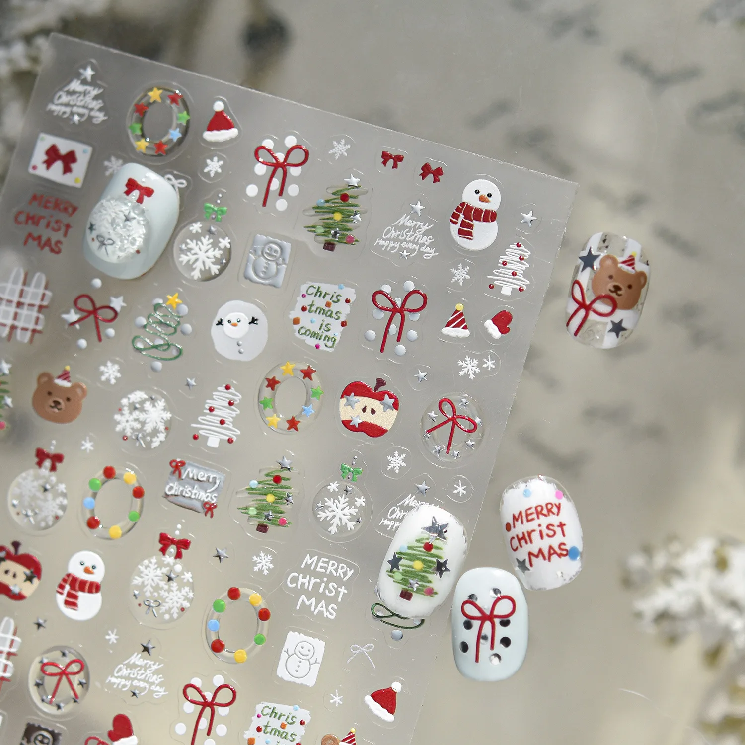 Snowman Snowflake House Made Of Cookies High Quality Merry Christmas Nail Art Stickers DIY Manicure Decal Decoration T-5311