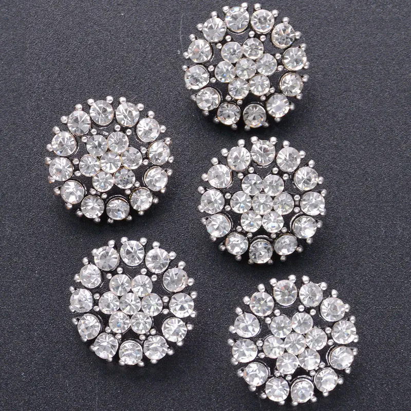 5/10/15 pz 2.1cm lucido pieno di strass fiocco di neve bottoni in metallo cavo per abbigliamento decorativo accessori per cucire moda fai da te