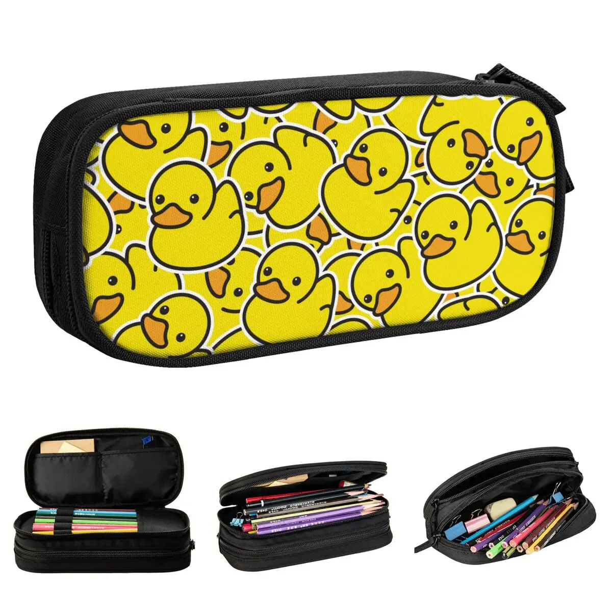 Cartoon Yellow Duck Pattern Pencil Case Pencilcases Pen Box for Student Large Storage Pencil Bags School Supplies Stationery