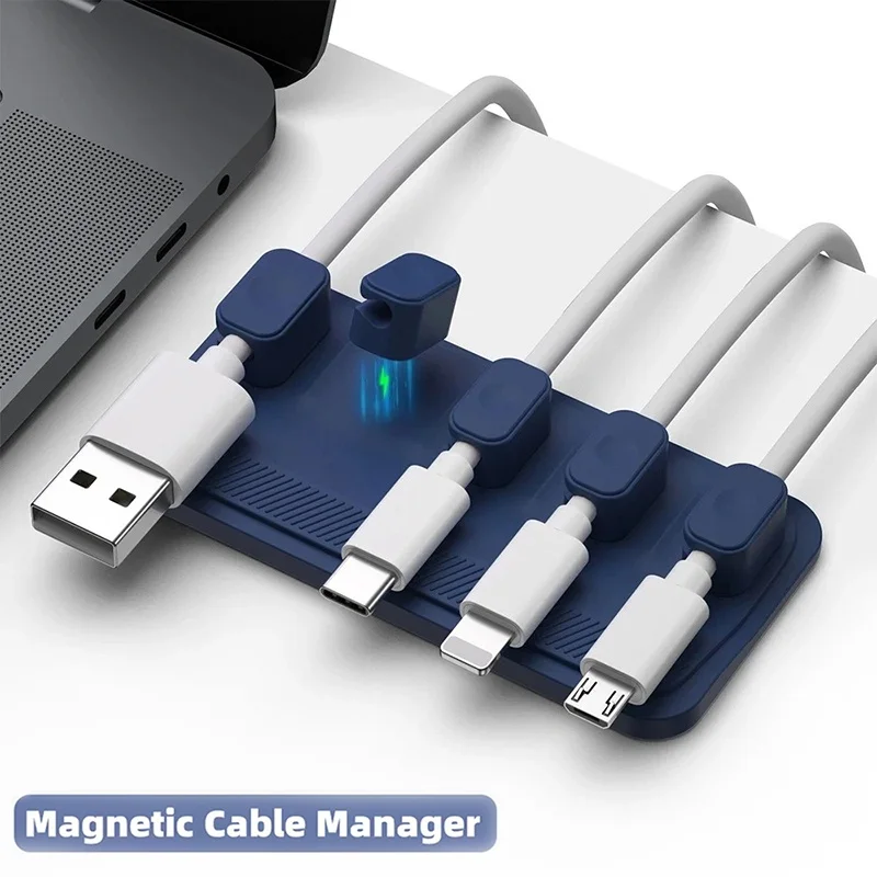 Silicone Magnetic Self-adhesive Cable Management USB Charging Line Holder Protector Desktop Cable Clip For Mouse Wire Organizer