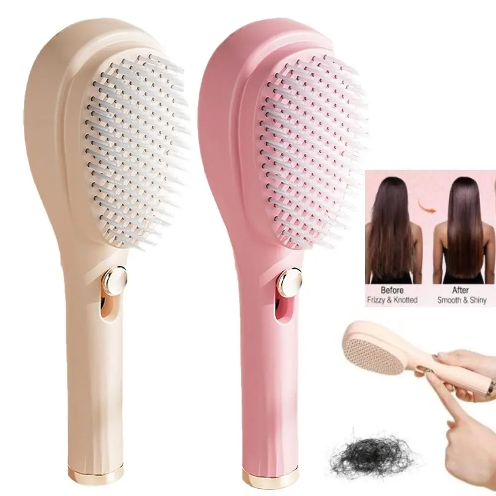 

with Self-Cleaning Retractable Bristles Retractable Hair Brush Hair Stylishing Tool Portable Massage Comb Pink Color