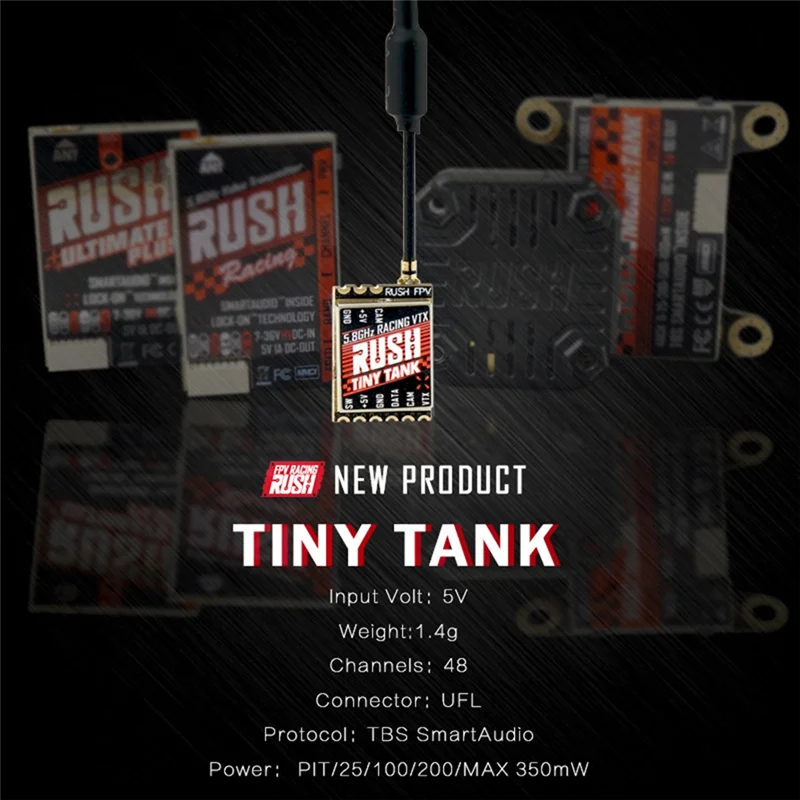 AS96-For RUSH TINY TANK VTX 5.8G 48CH 350Mw 5V Nano FPV Transmitter TBS Smartaudio For FPV RC Racing Drone