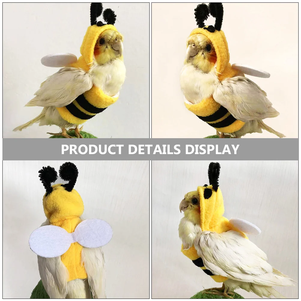 

Bee Shaped Parrot Clothing Funny Pet Bird Costume Warm Cosplay Outfit Adorable Halloween Decoration Bird Clothes