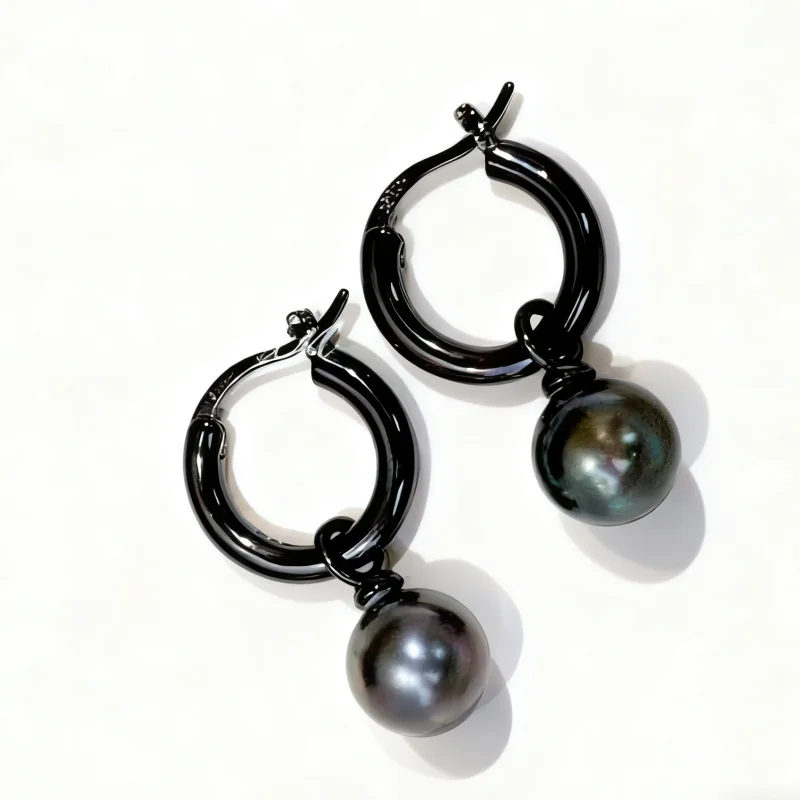 

SGARIT 10-11mm Tahitian Black Pearl Pendant Earrings S925 Sterling Silver Jewelry for Women Fashion Simple Drop Earrings