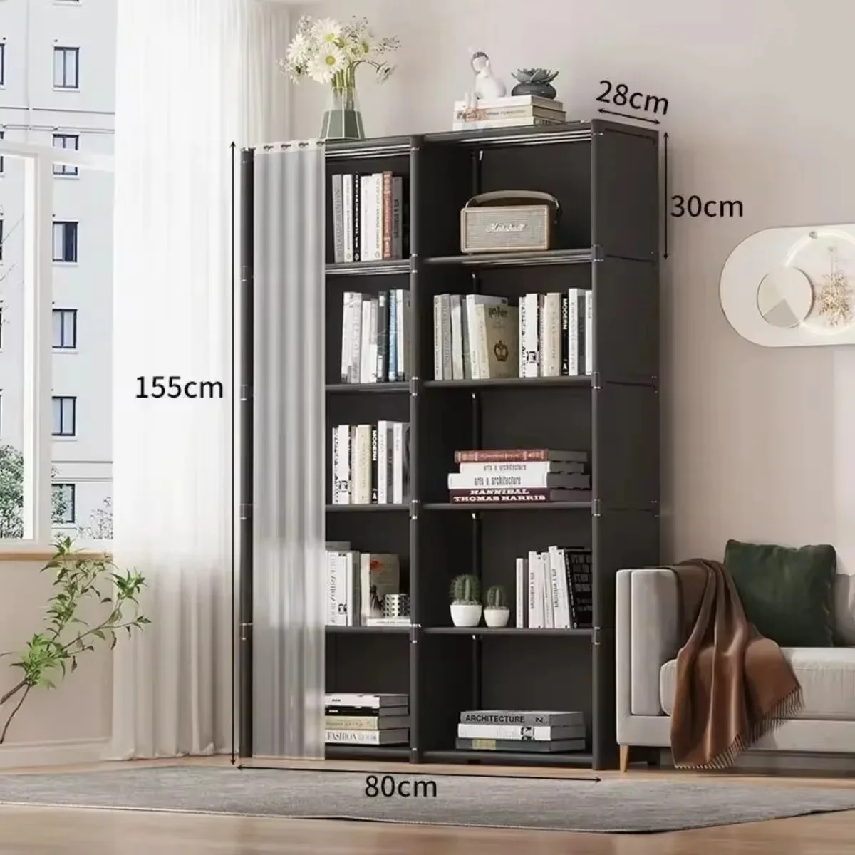 Dustproof Wardrobe 6/5 Layers High Capacity Bedroom Open Storage Cabinet Simple Assembly Partition Bookshelf Closet Organizer