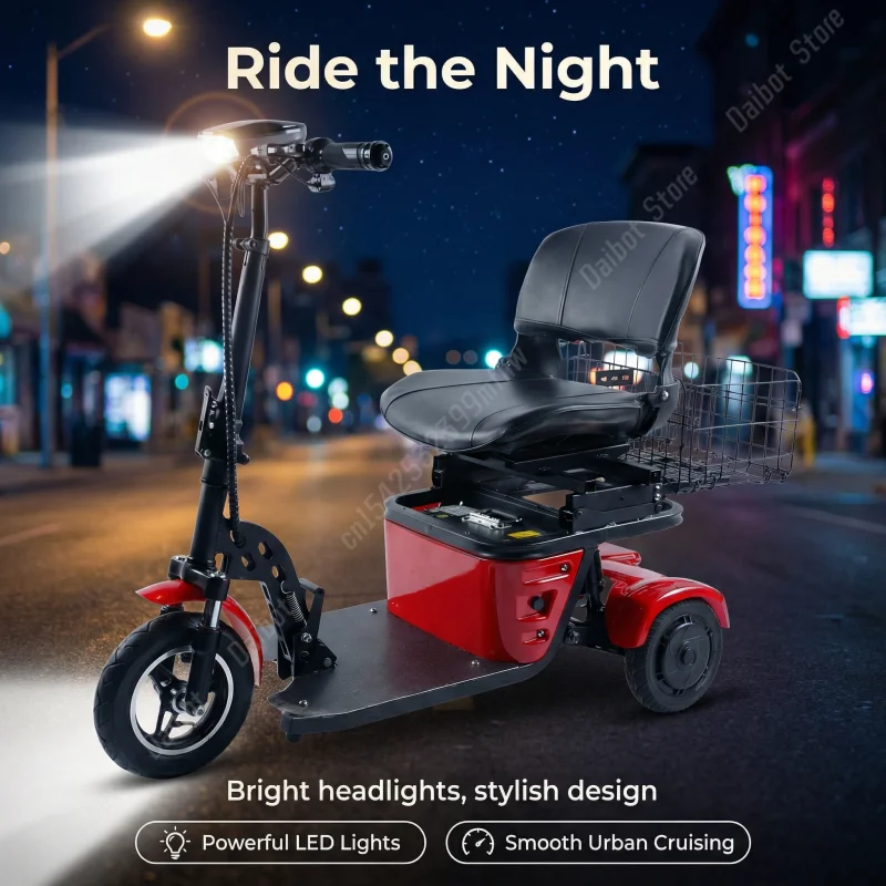 Faltbarer Elektrischer Dreirad-Reise-Scooter für Senioren 500W36V 3-Rad-Elektro-Scooter mit Korb Mini-Mobilitätsroller – Detail 4