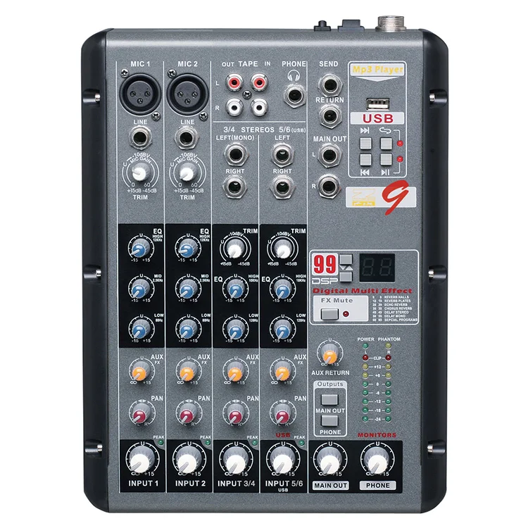 Professional PA System Powered 4 Channel Audio Digital Recording Mixer Mixing Console