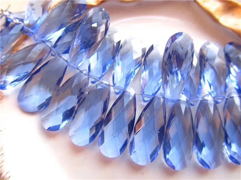 2Pieces loose beads london blue color quartz drop pear faceted 8*20mm for DIY jewelry making  FPPJ wholesale nature gemstone
