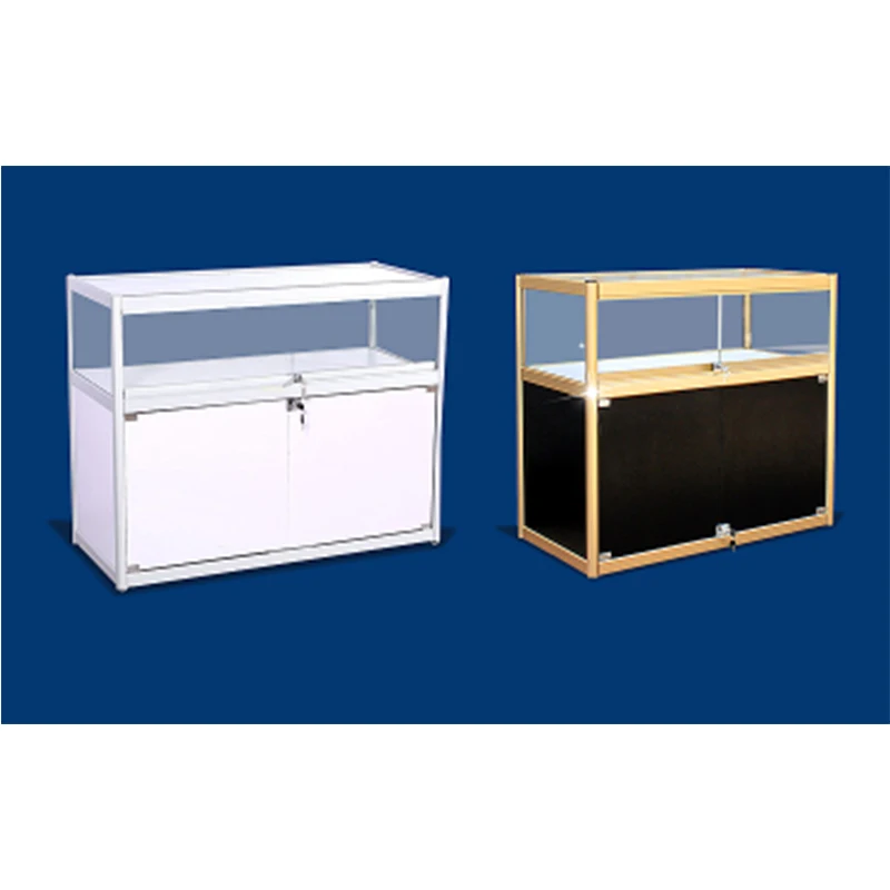 Custom.Lockable Simple Easy Assembled Gold Metal Frame Mobile Phone Counter Display Cabinet