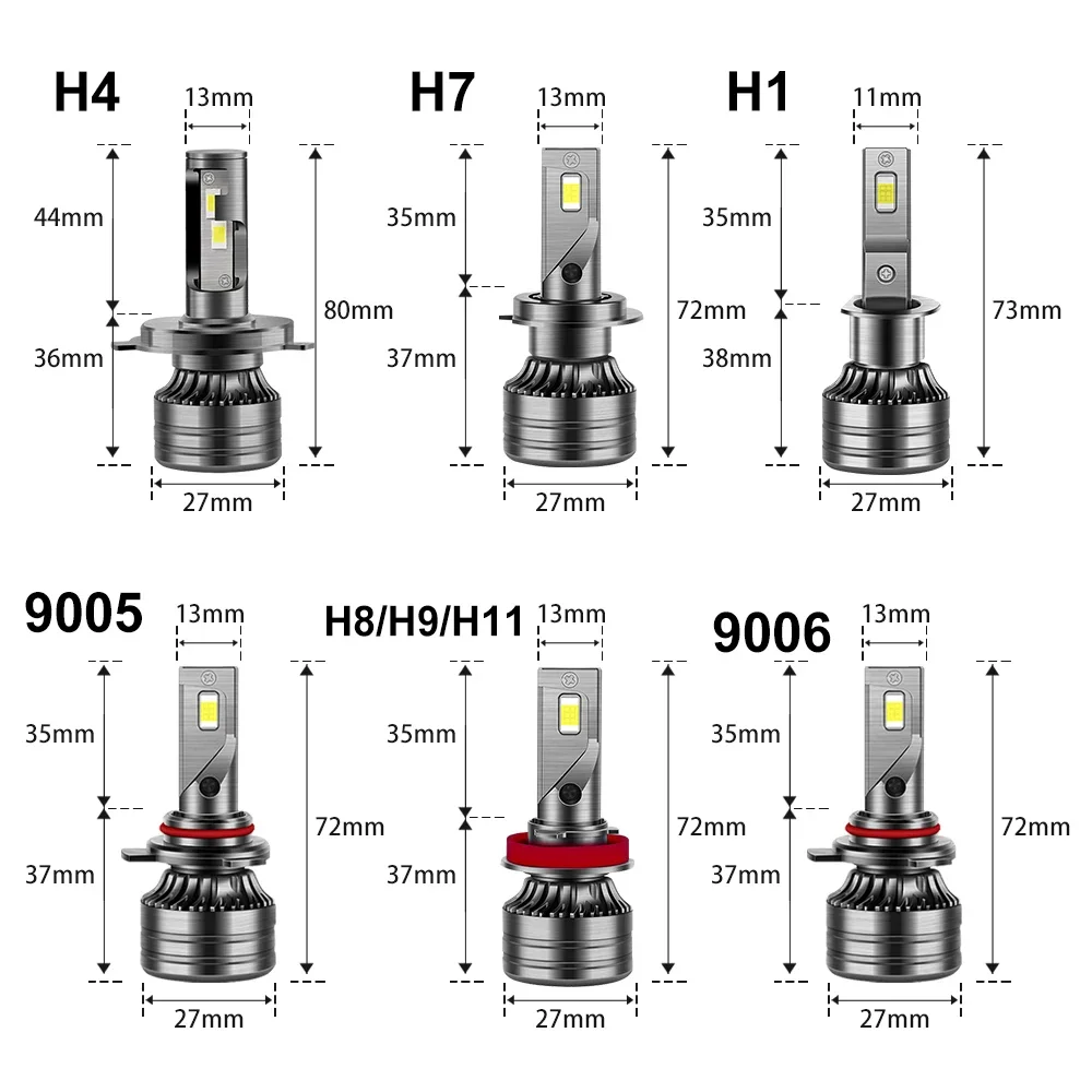 YHKOMS 80W 25000LM Canbus H4 H7 H1 LED Car Headlight H8 H9 H11 9005 9006 9012 ar Styling Auto Headlamp Fog Light Bulbs 12V