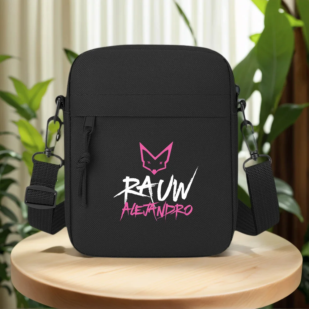 Pink wolf head white letters black Men Crossbody Bag Single Shoulder Women Cartoon Anime Film Printing Design Unisex