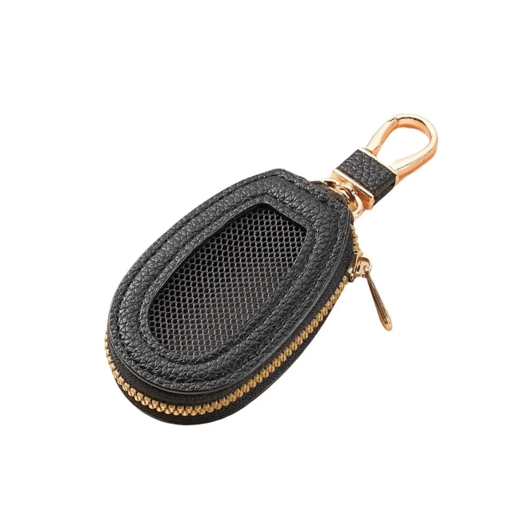 

Transparent Mesh Car Key Bag Zipper Closure Organizer Leather Key Case Multifunctional Protection Cover Mini Storage Bag