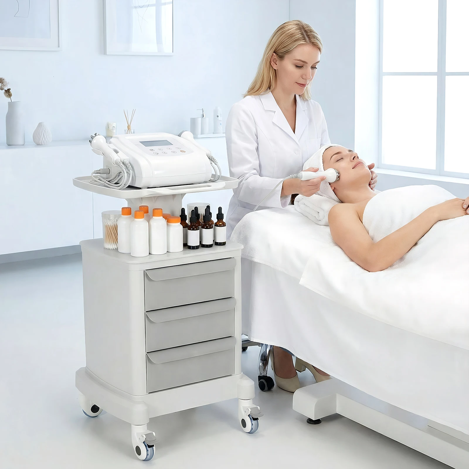 

Medical Storage Cart with 3 Drawers 4 Wheels Professional Utility Cart 66 LBS Load for Hospital Clinic Salon Spa Office Bedroom