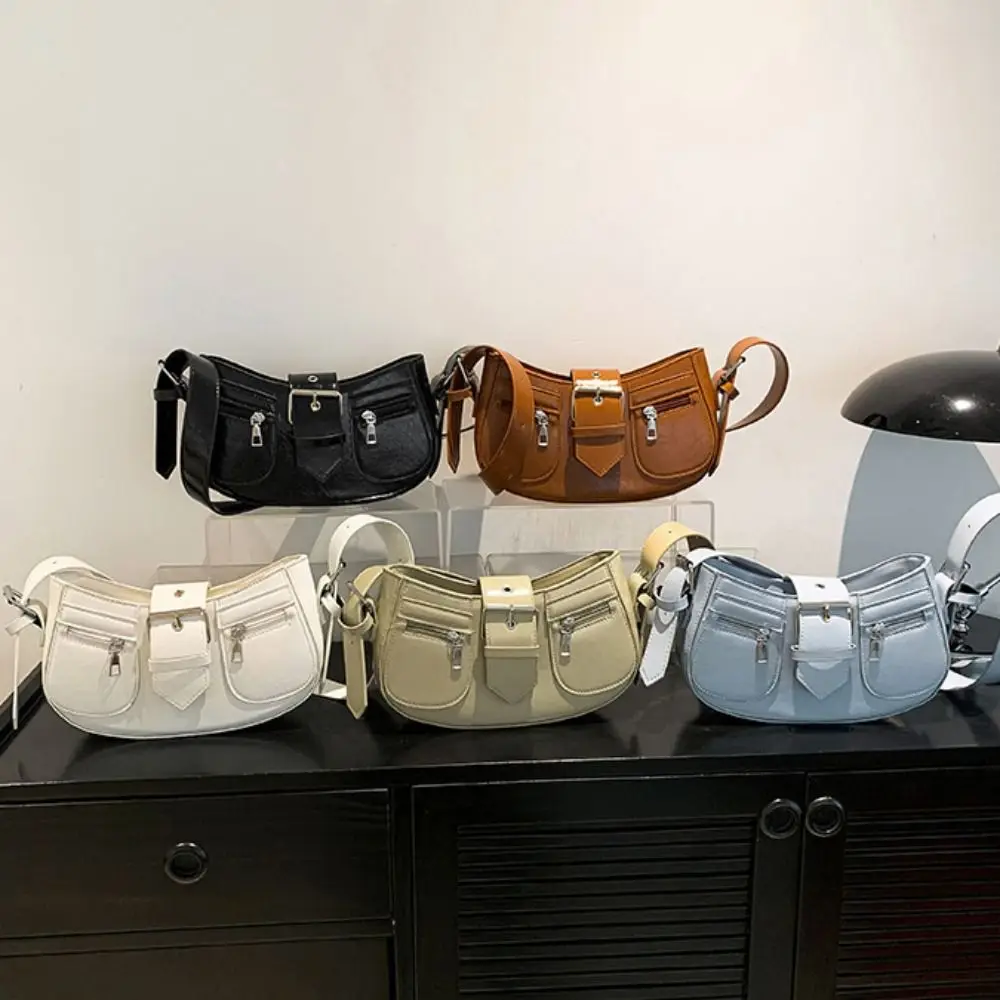 Sac à bandoulière à moraillon rétro Y2K, sac à main gothique en cuir à fermeture éclair, esthétique Harajuku, sac initié aux ati elles, filles épicées