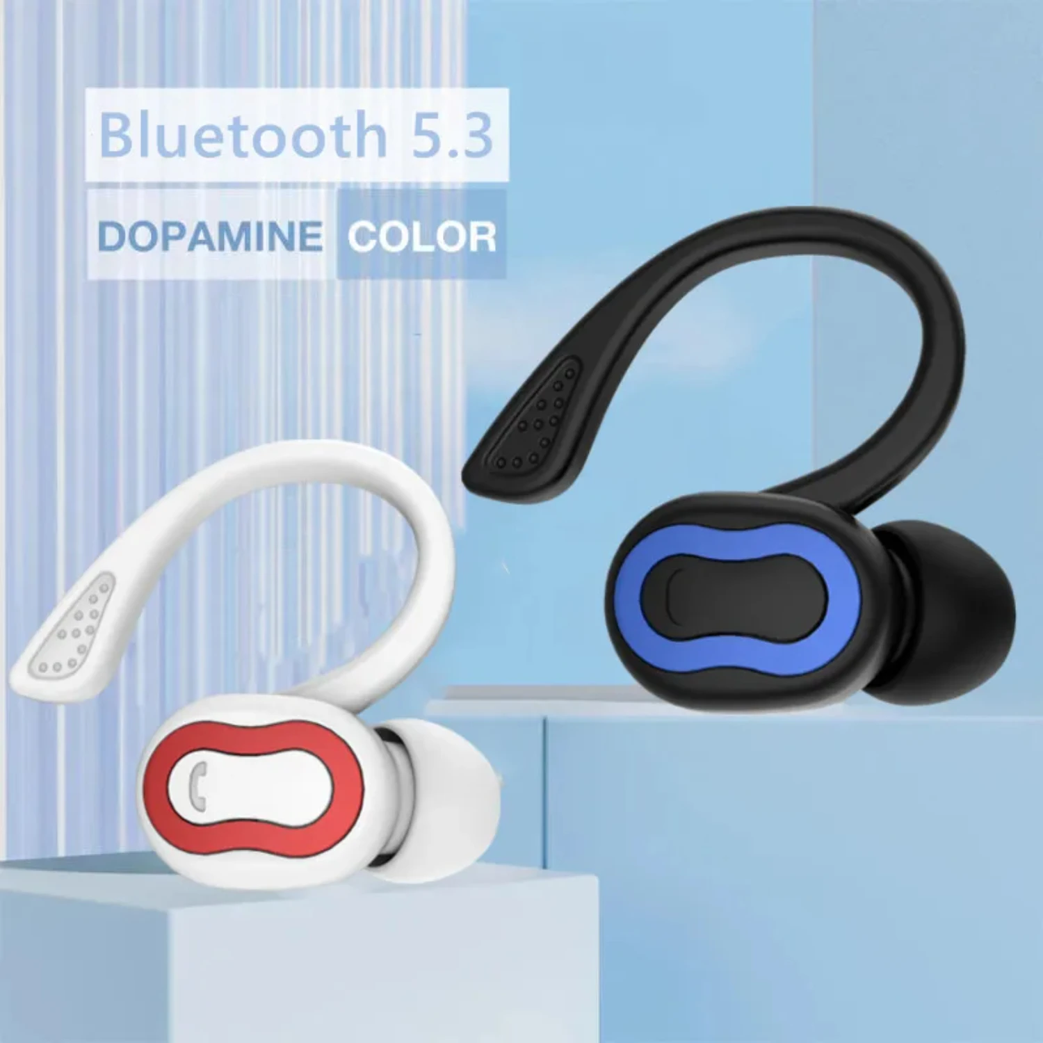 Wireless D9 Bluetooth Ear Hook Headset for Sports and Business with Low Delay, Noise Reduction, and Single Ear Design - Compatib