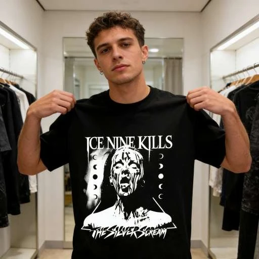 

Футболка Ice Nine Kills, металлическая музыкальная рубашка, рубашка Silver Scream, добро пожаловать в Horrorwood Merch, унисекс, одежда-рокер