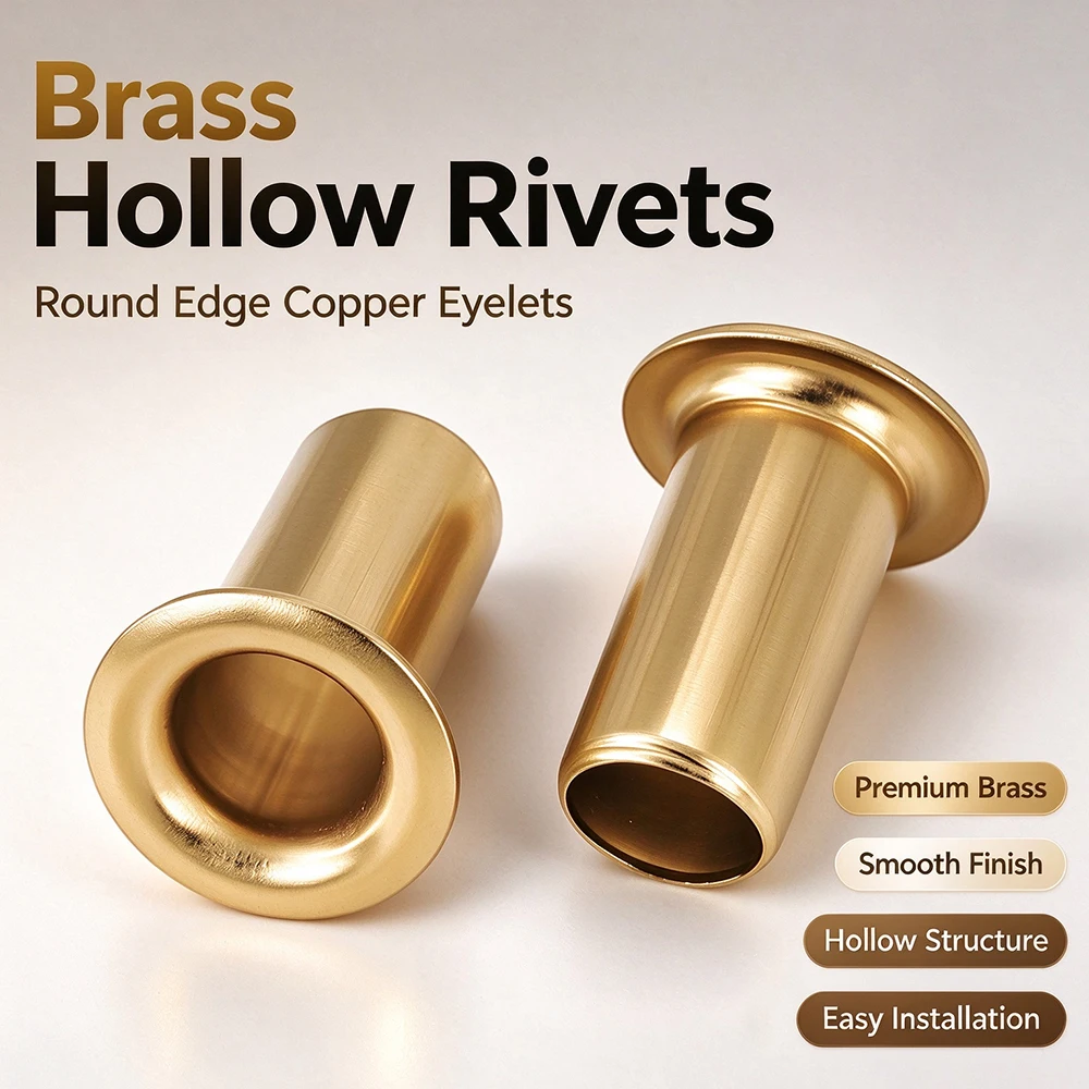 Brass Hollow Rivet Nut M1.3 M1.5 M1.7 M2 M2.3 M2.5 M3 M3.5 M4 M5 M6 Eyelet Hollow Tubular Rivet for Leather Canvas Fabric
