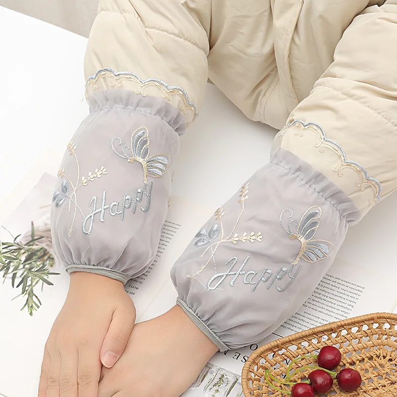 New Pearl Sleeves Plush Ladies Short Student Down Jacket Office Anti-Fouling and Dirt-Resistant Warm Sleeves