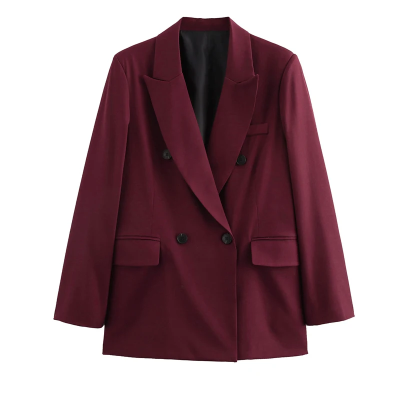 AzaleeKa Blazers prendas de vestir exteriores ropa de oficina Borgoña chaqueta larga mujer Formal Casual Blazer mujer manga larga negocios señoras Blazers