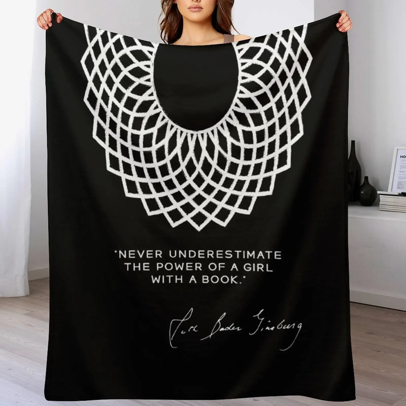 RBG Never Underestimate the Power of a Girl With a Book Throw Blanket Personalized Gift Beautifuls Soft Soft Beds Blankets