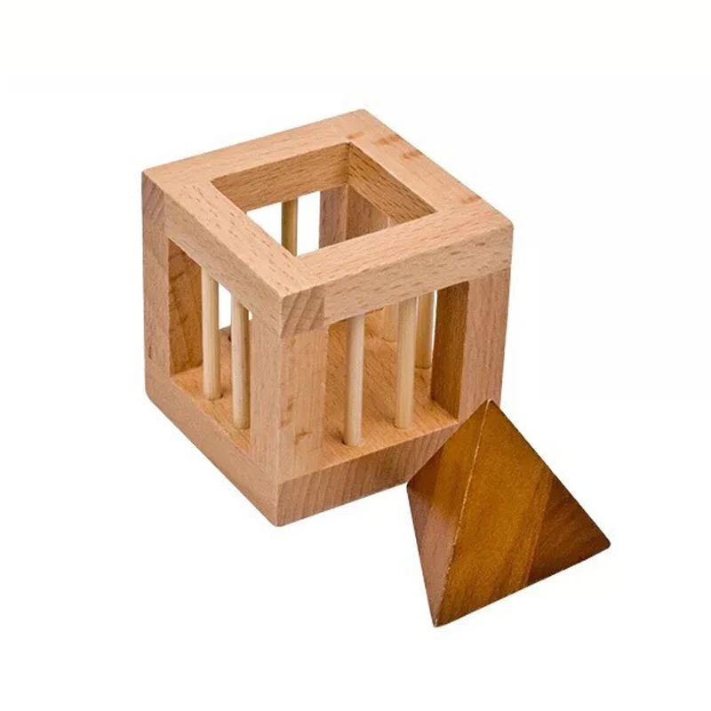 

Wooden Puzzles For Adults Kids Brain Teaser Cage Apart Triangle Luban Lock IQ Challenge Games Educational Intellectual Toys