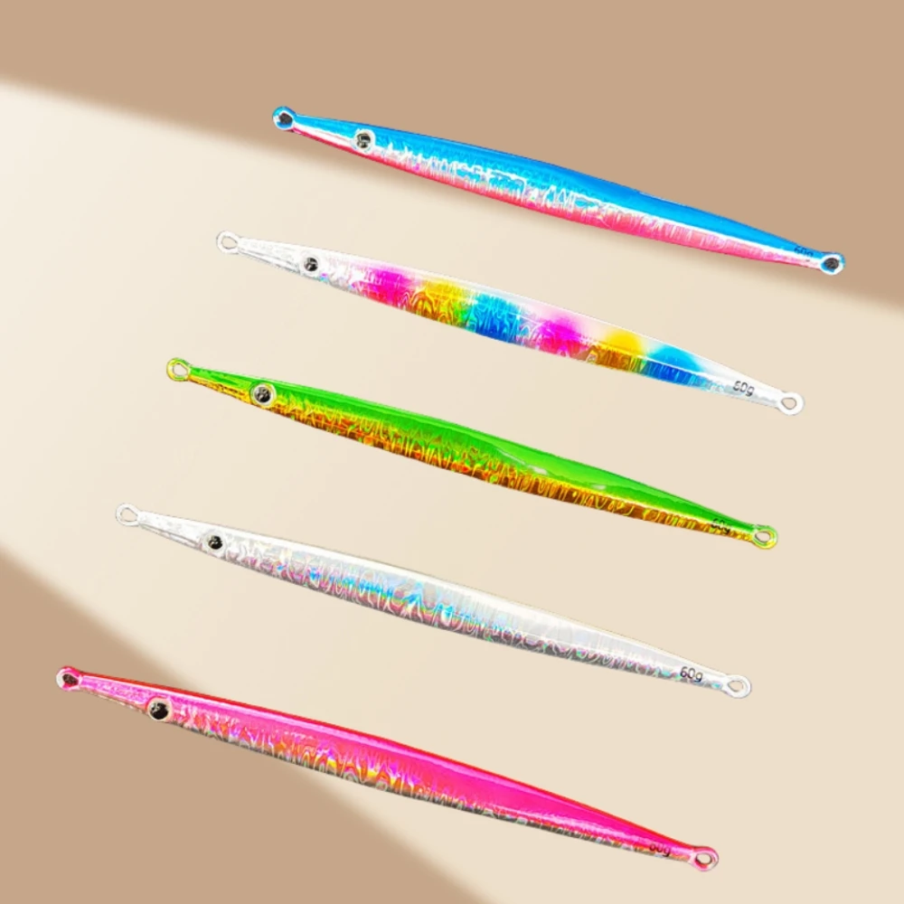 

5PCS Deep Sea fishing Fast Sinking Iron Jig Lure Quick Jerk Pencil Boat Fishing Artificial Bait Lead Fish Weight Glow Tackles