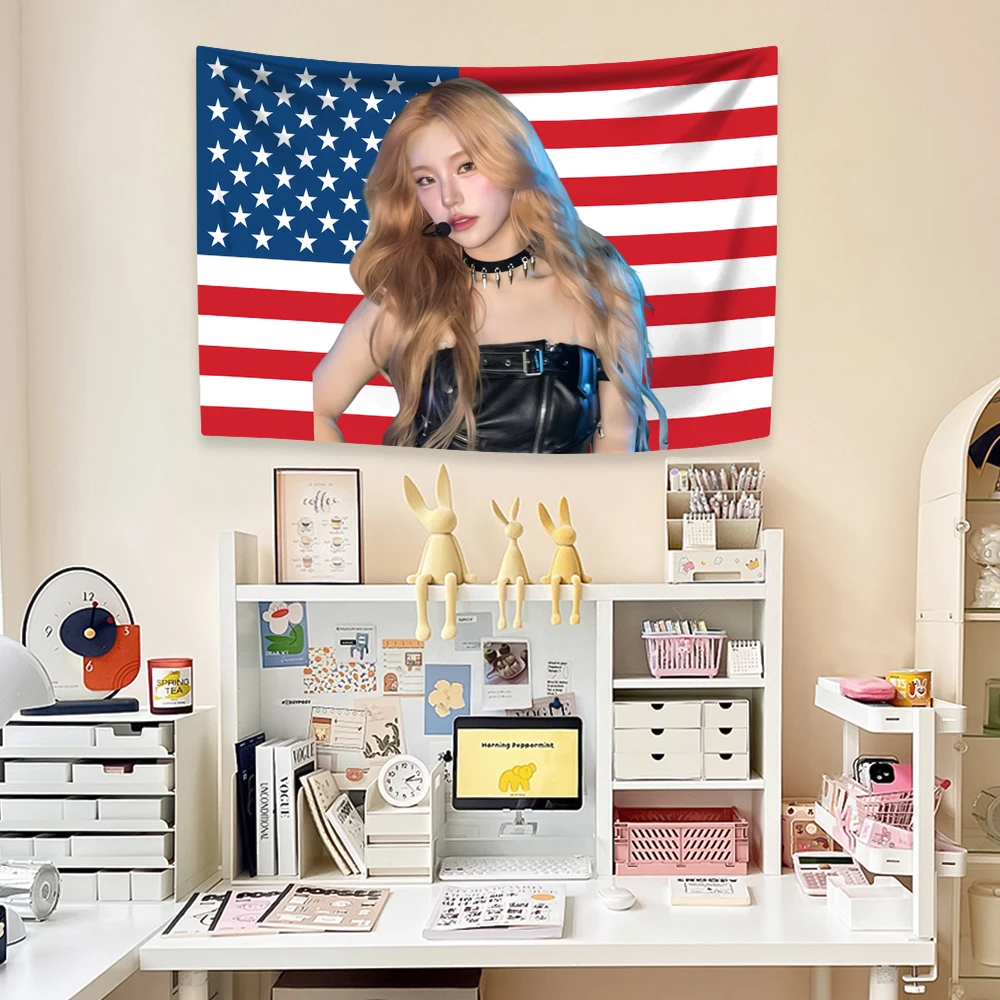 Yejis American Flag Tapestry Kpop Girl Group Member Prints Home Decor Bedroom Dorm Background Fans Gift Concert Outdoor Decor