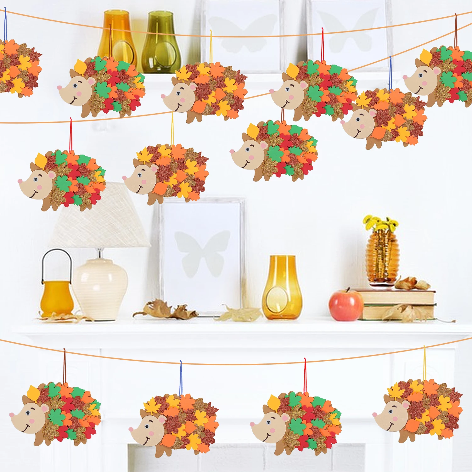 8 قطعة ملصقات رغوة القنفذ القنفذ الحرف ملصق يدوي الصنع الخريف الفن والحرف لهدايا عيد الميلاد الخريف الشكر الديكور #1