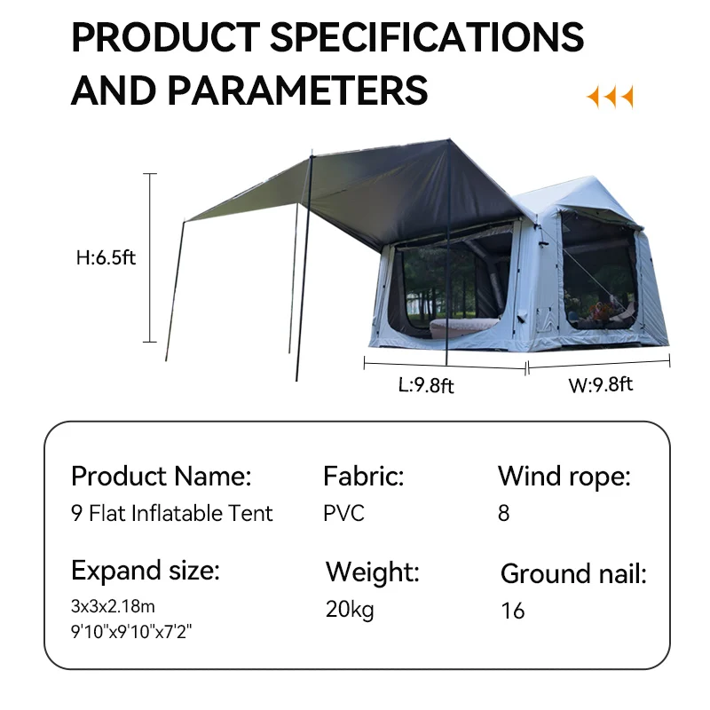 Inflatable Tent Outdoor Exquisite Camping Large Space Windproof and Rainproof Tent Automatic Inflatable Camping Tent