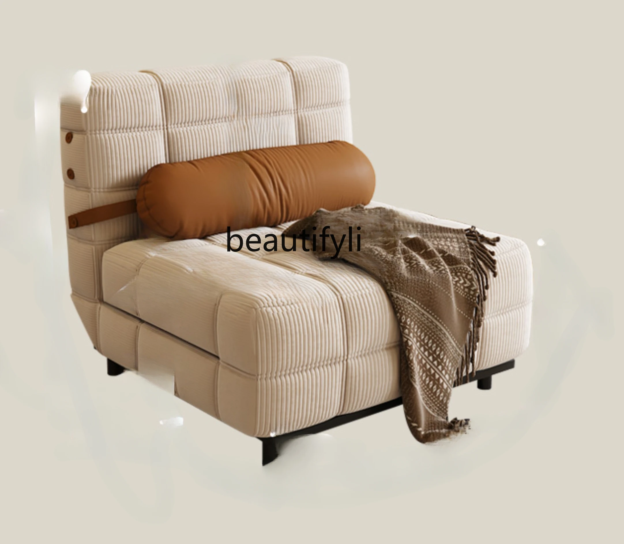 French Cream Sofa Bed Foldable Dual-Purpose Small Apartment Living Room Retro Multi-Functional Sofa Bed Single 2024 New