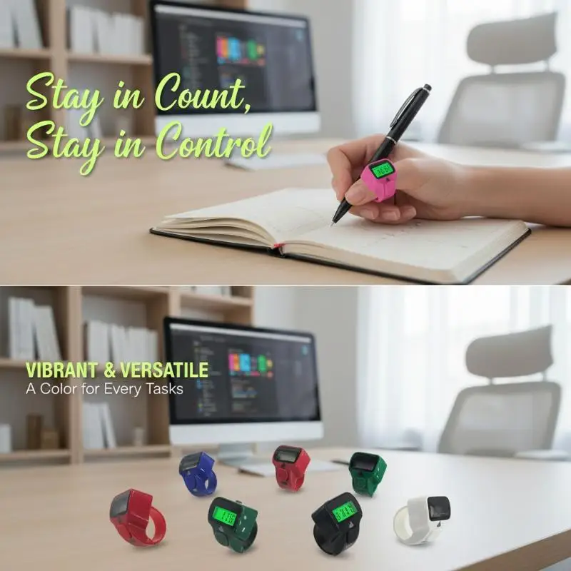 1Pcs LED Display Electronic Finger Clicker Bead Timer Counting Mini Shape Finger Counter LCD Electronic Digital Tally Counter