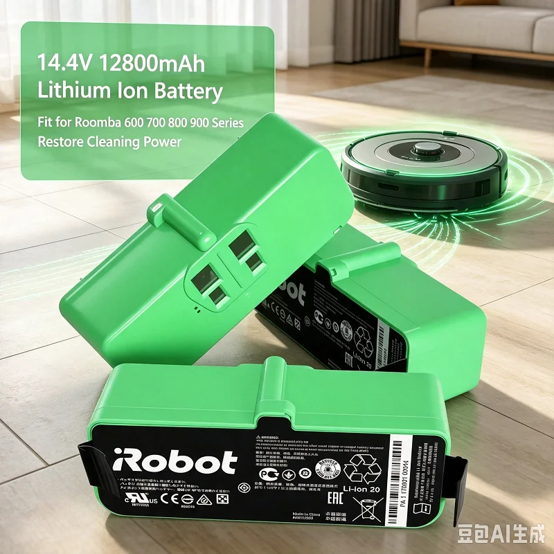 14,4 V 12800 mAh Li-Ion Verbesserter Ersatzakku mit hoher Kapazität und langer Laufzeit für IRobot Roomba 600 700 800 900 Serie 675 680 690 890 960 980 Staubsauger